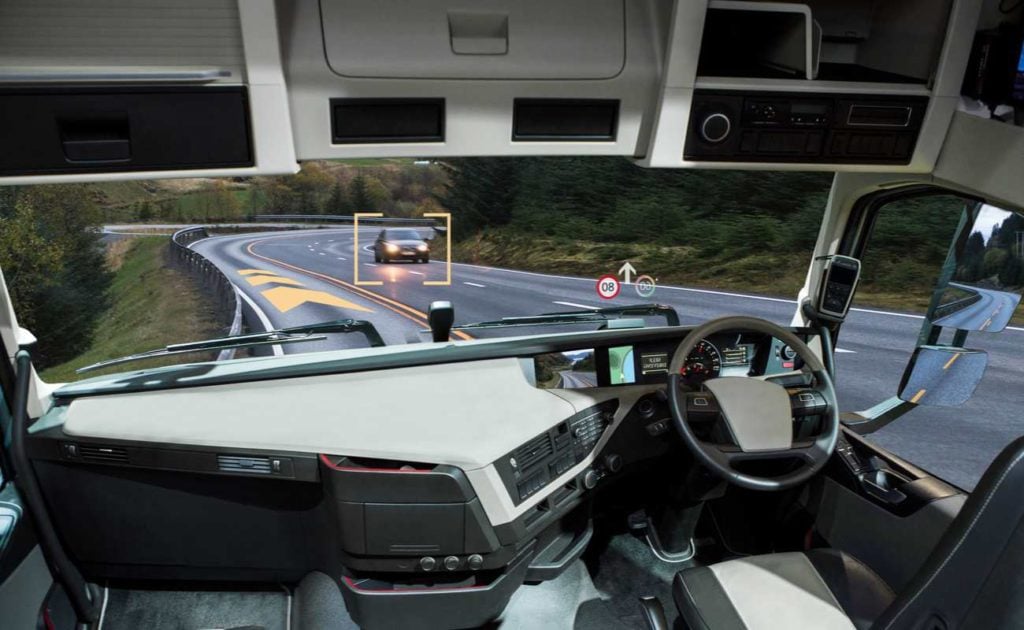 rendering inside cockpit of autonomous self-driving truck