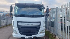 2016 “16” plate DAF, Euro 6, 250bhp, Single sleeper cab, Manual Gearbox, DVS camera system, 8.5m length with a roller shutter door body with 2.3m rear and side aperture. 1500kg Dhollandia tuckaway tail lift